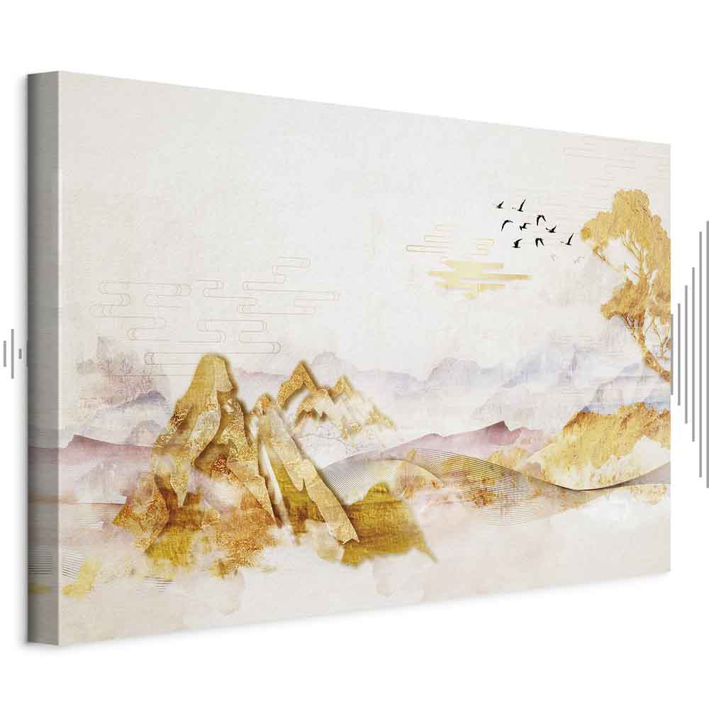Golden Mountains Abstract Canvas Print