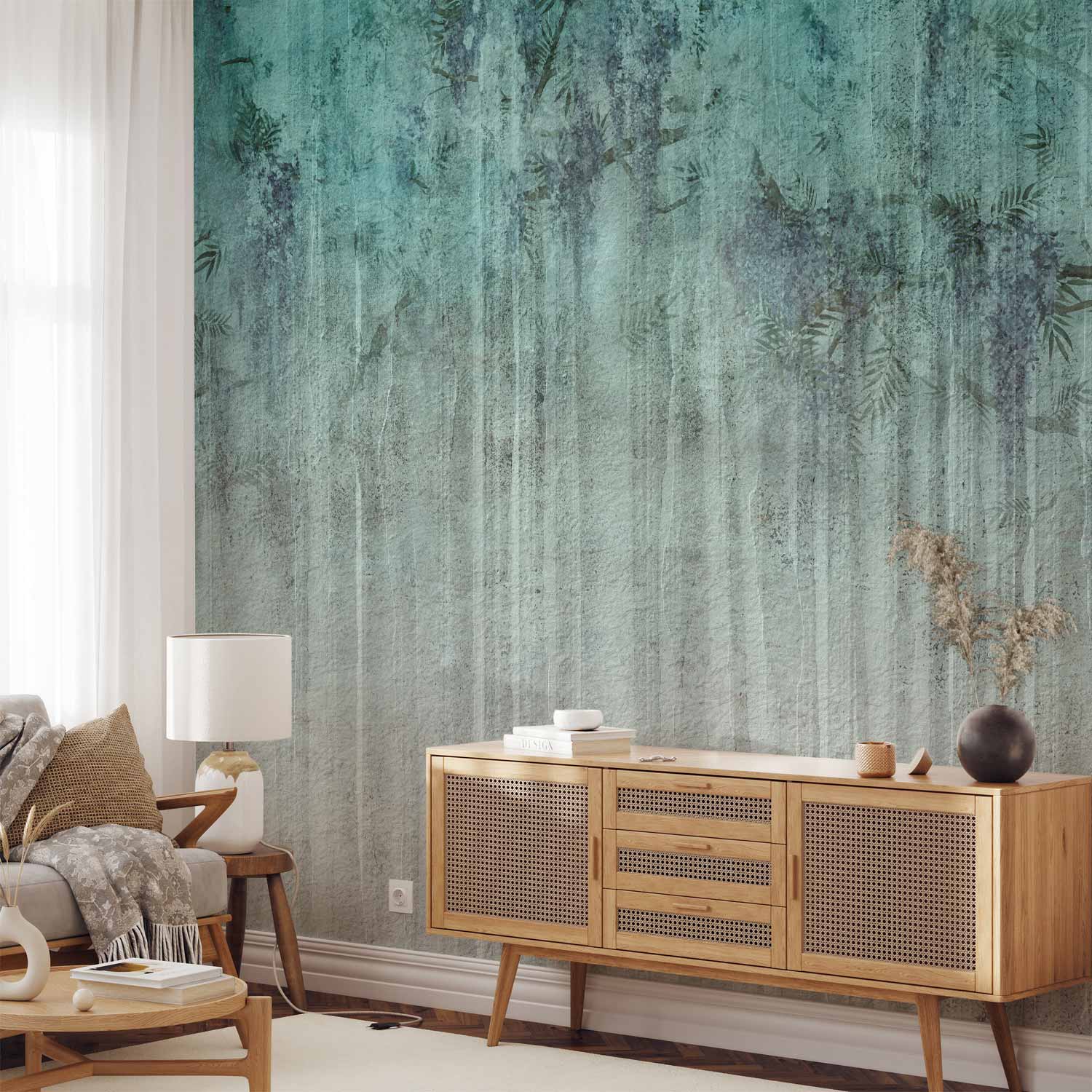 Stylish Abstract Wall Murals with Turquoise Shades