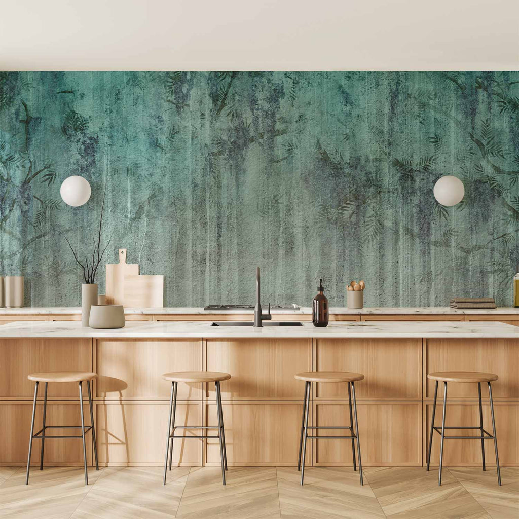 Stylish Abstract Wall Murals with Turquoise Shades