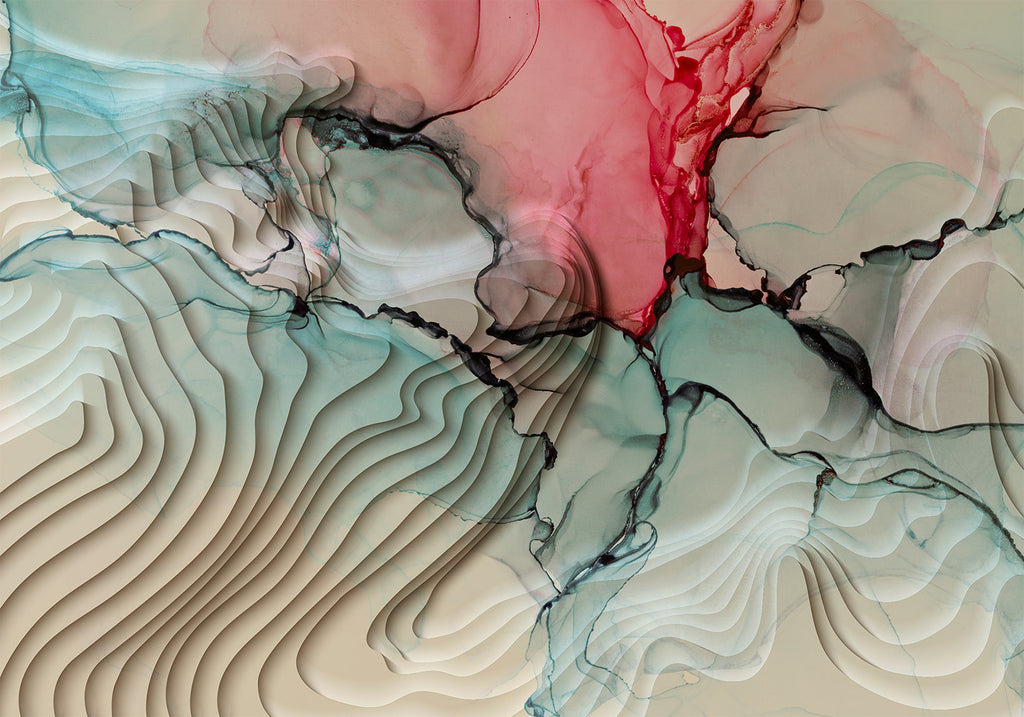 Three-Dimensional Abstract Wall Mural with Vibrant Colors