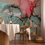 Three-Dimensional Abstract Wall Mural with Vibrant Colors
