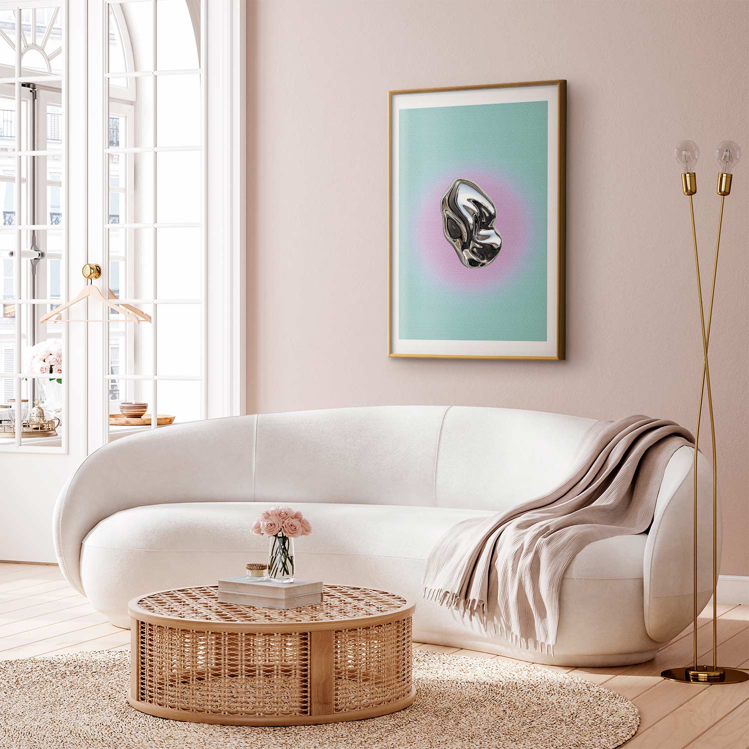 Metallic Abstract Sculpture Mint Poster