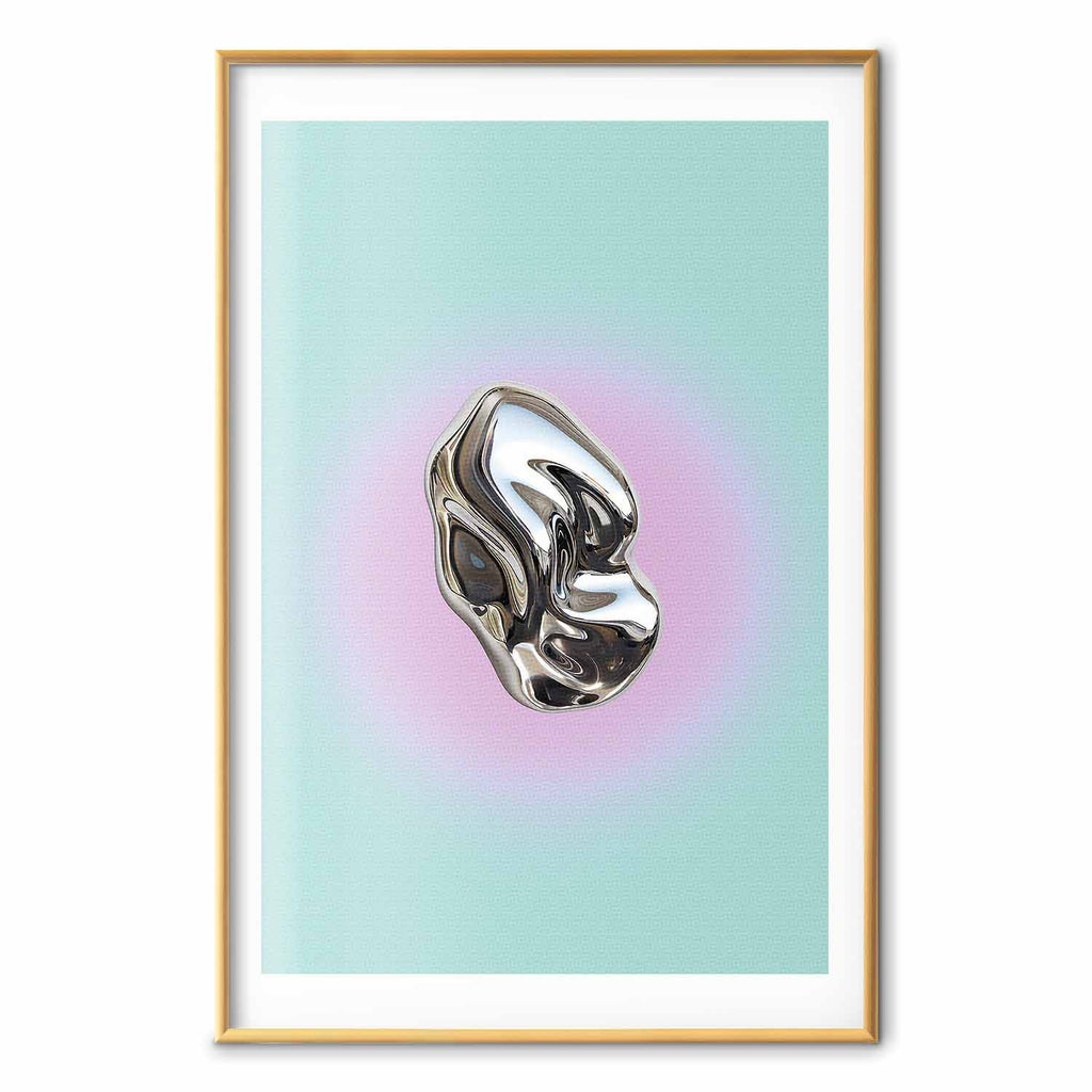 Metallic Abstract Sculpture Mint Poster