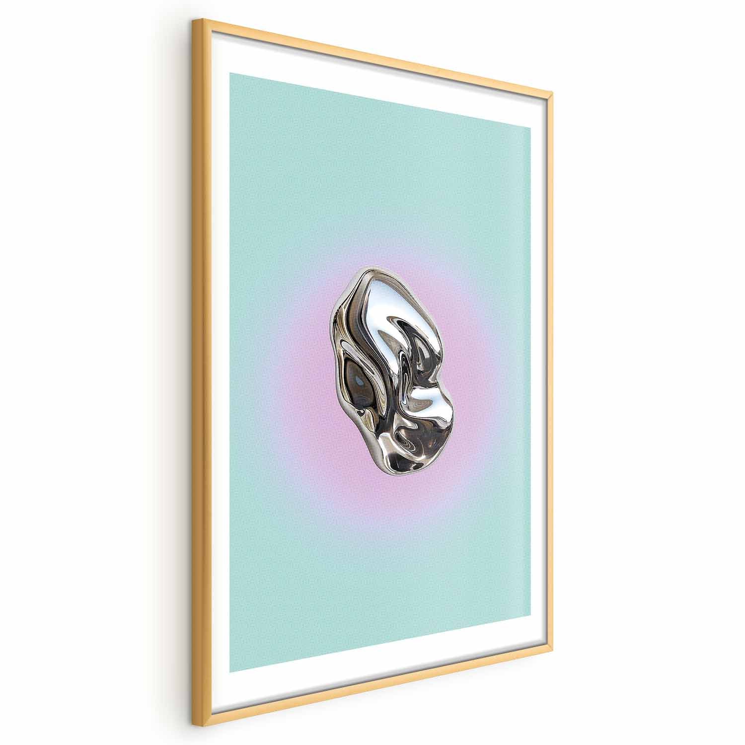 Metallic Abstract Sculpture Mint Poster