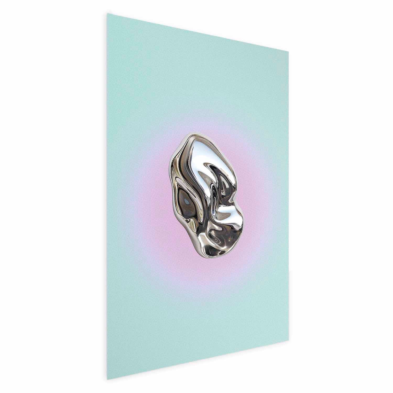 Metallic Abstract Sculpture Mint Poster
