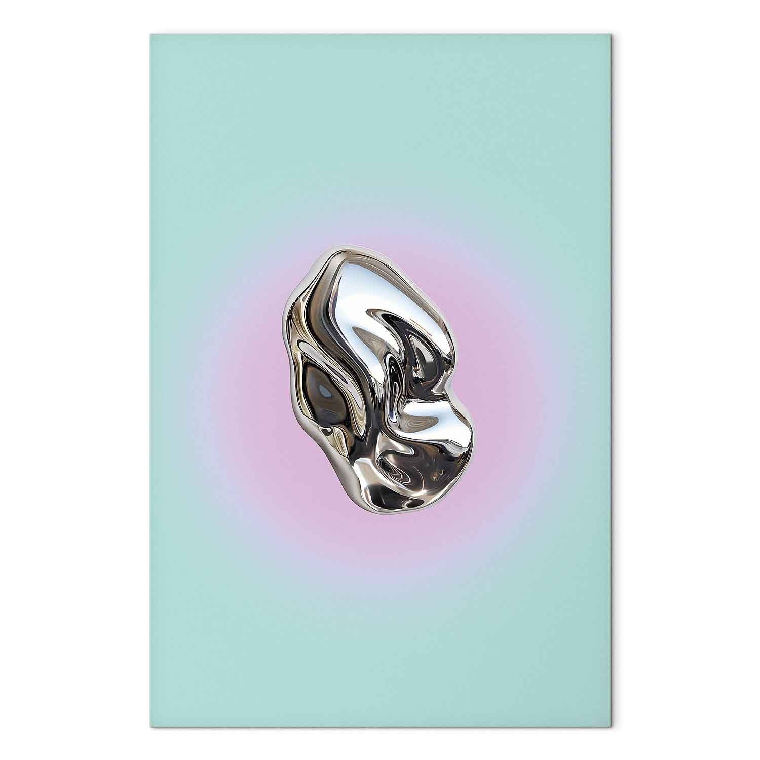 Metallic Abstract Sculpture Mint and Purple Canvas Print