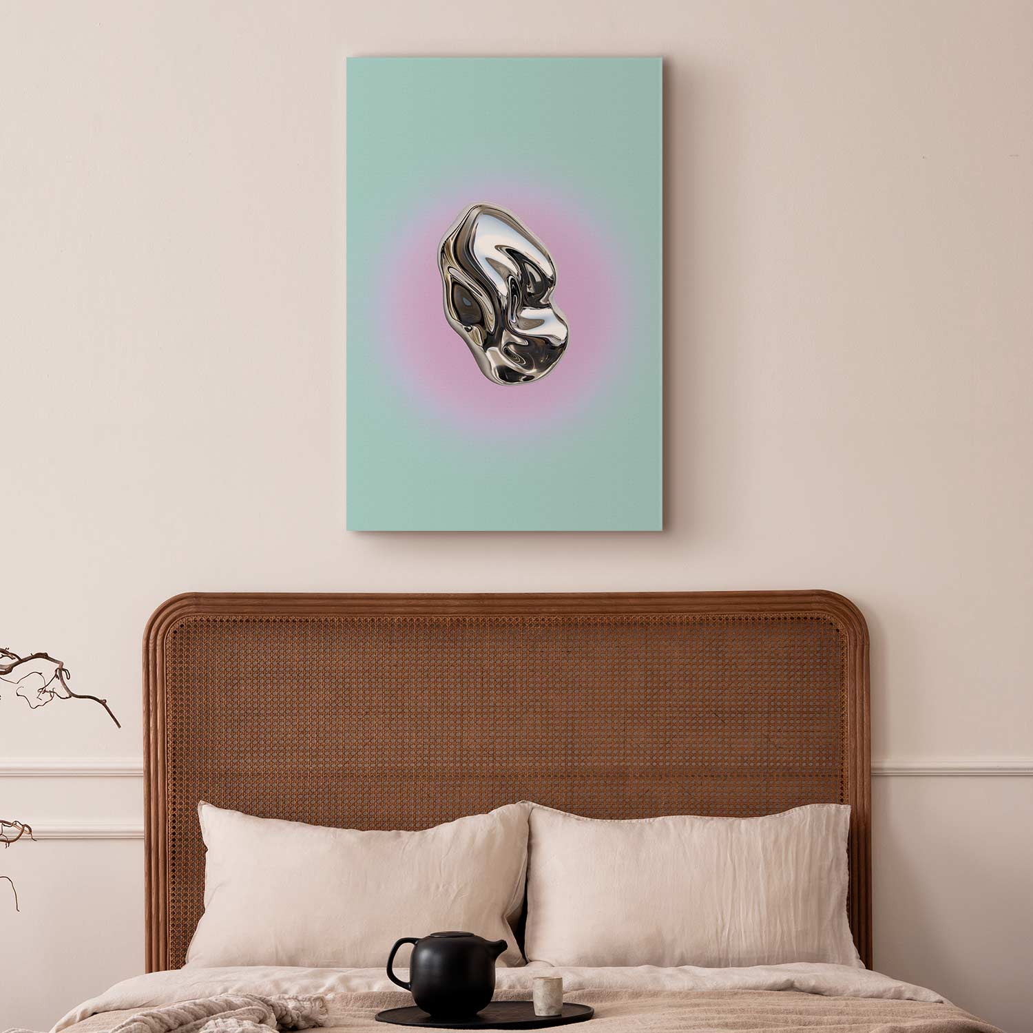 Metallic Abstract Sculpture Mint and Purple Canvas Print