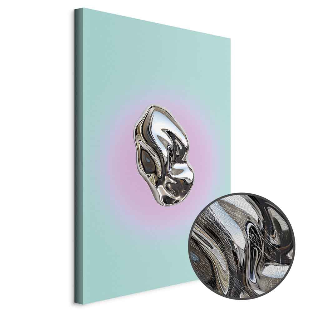 Metallic Abstract Sculpture Mint and Purple Canvas Print