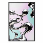 Metallic Fluid Abstract Silver Poster