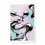 Metallic Fluid Abstract Silver Poster