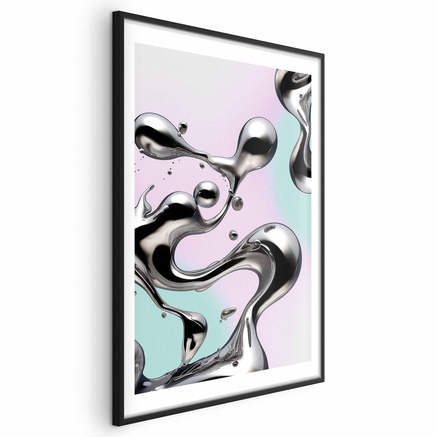 Metallic Fluid Abstract Silver Poster