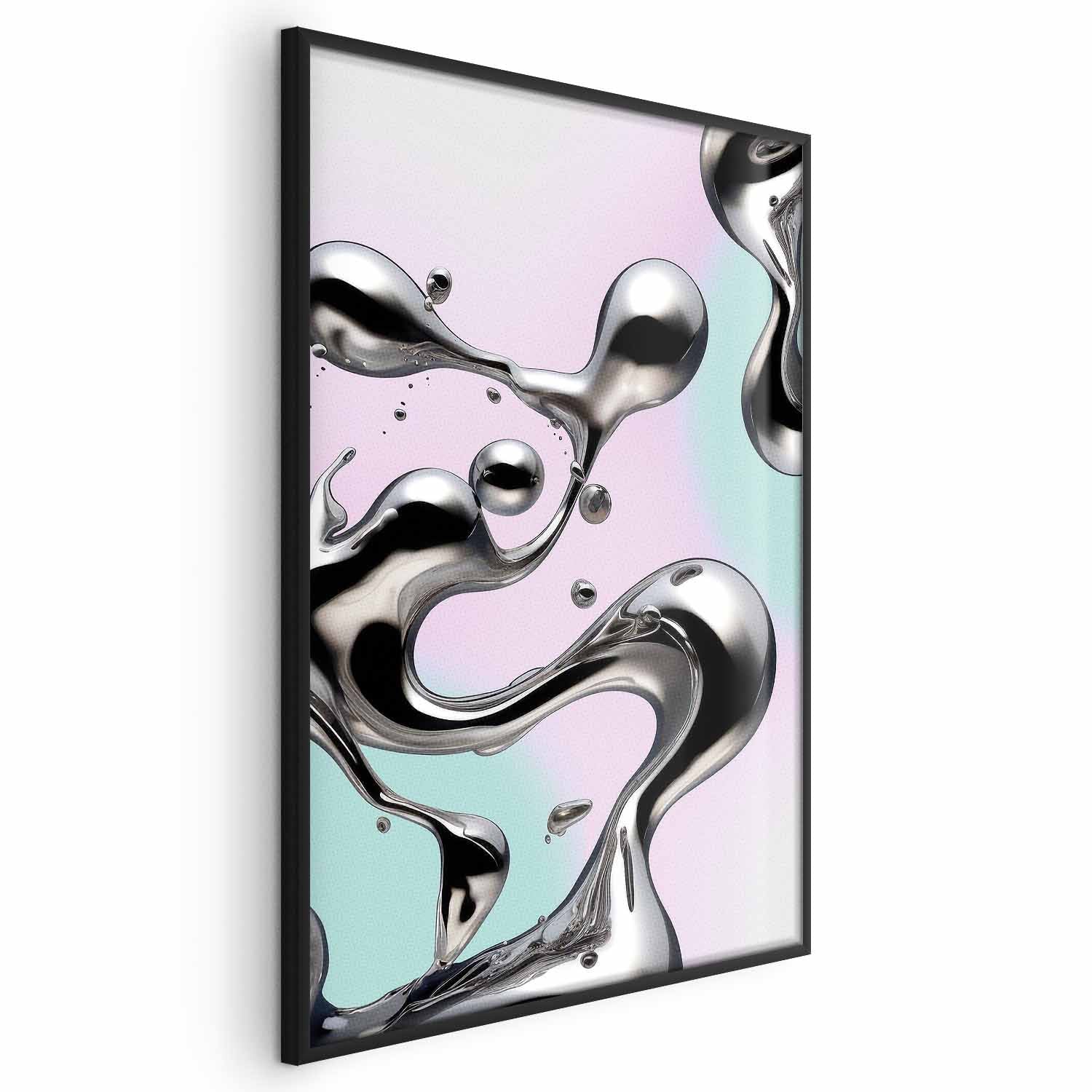 Metallic Fluid Abstract Silver Poster