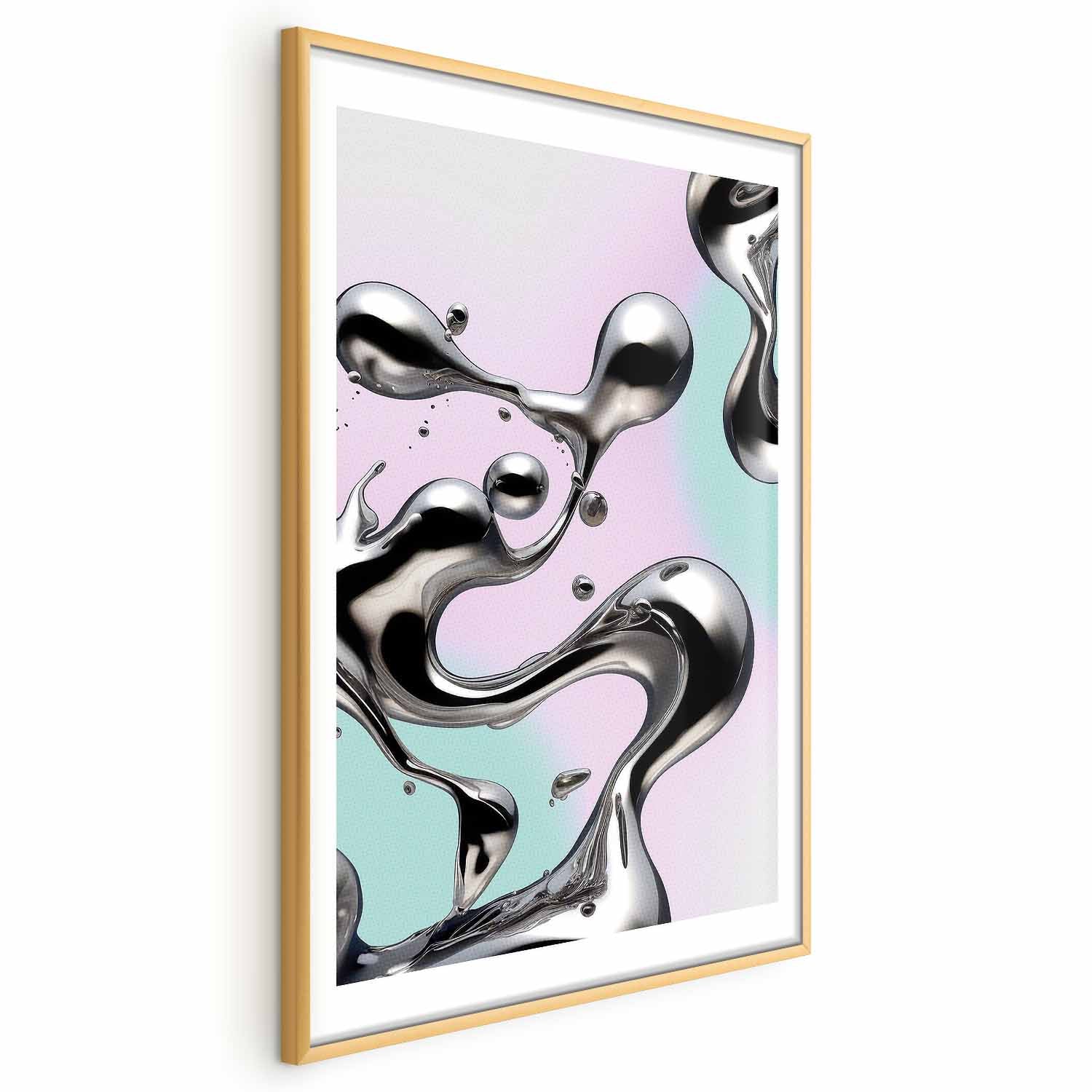 Metallic Fluid Abstract Silver Poster