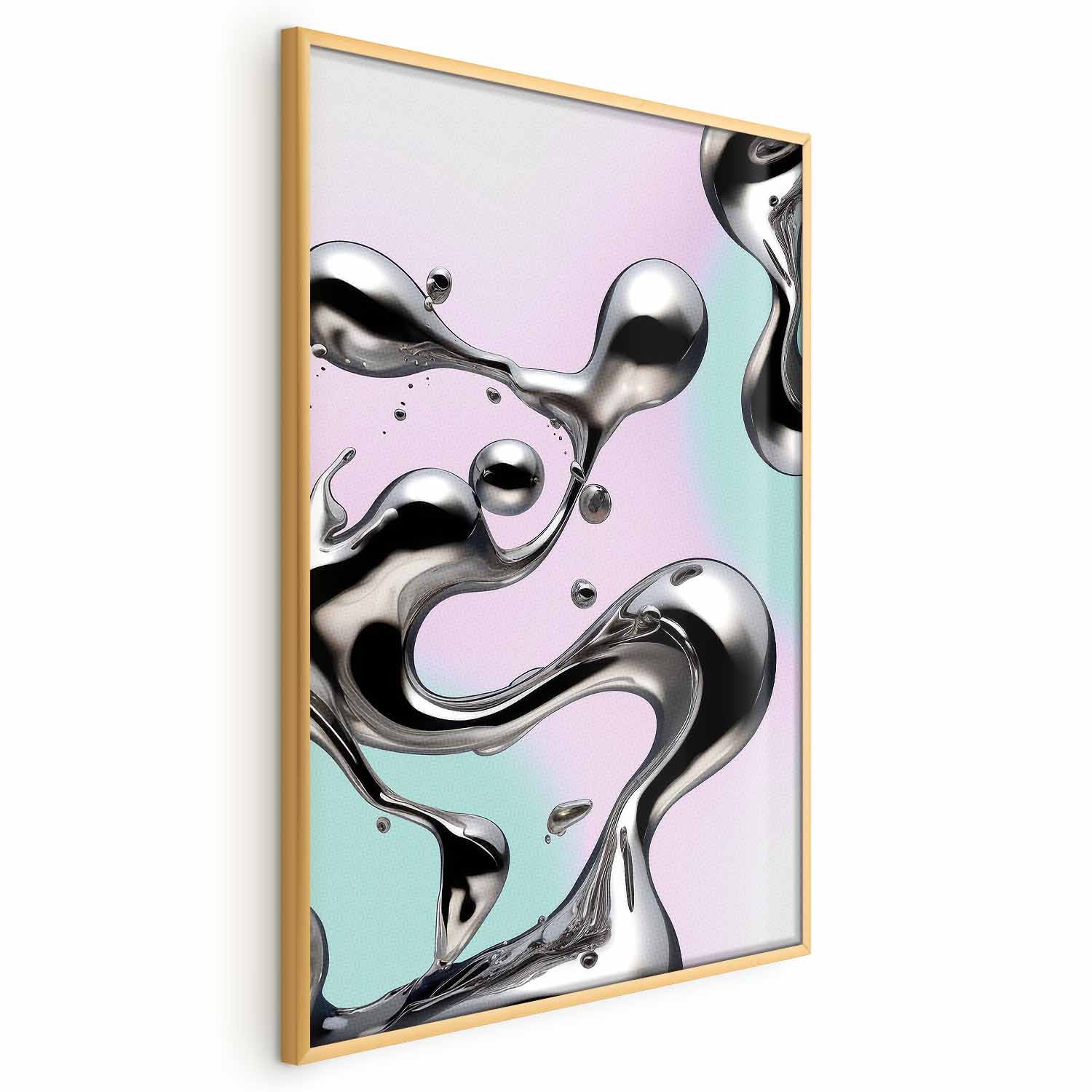 Metallic Fluid Abstract Silver Poster