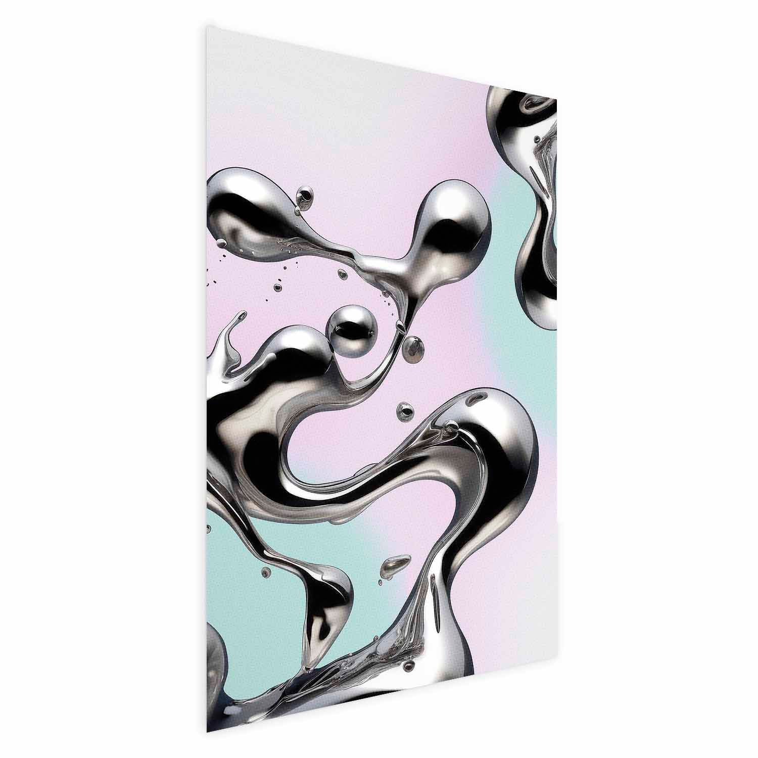Metallic Fluid Abstract Silver Poster