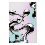 Metallic Abstract Silver Forms Mint-Purple Canvas Print