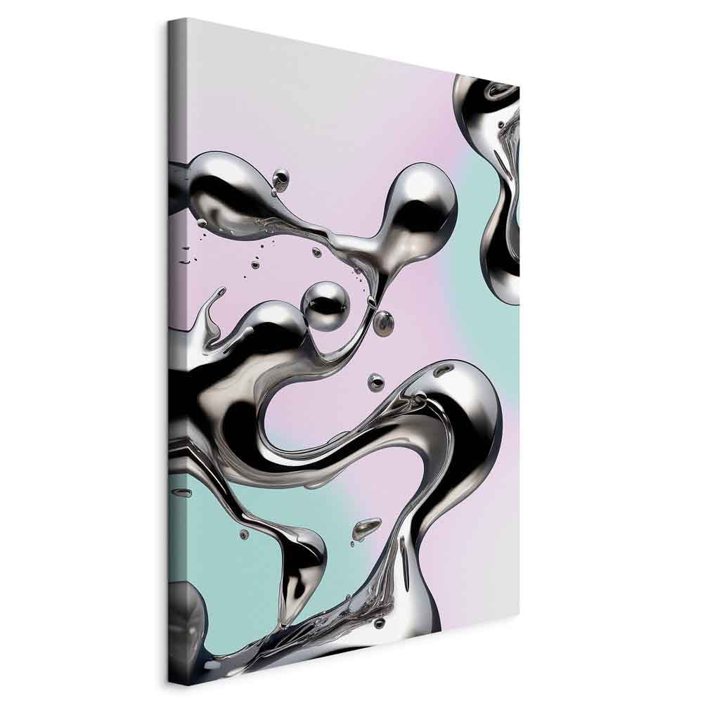 Abstract Canvas Print with Silver Forms