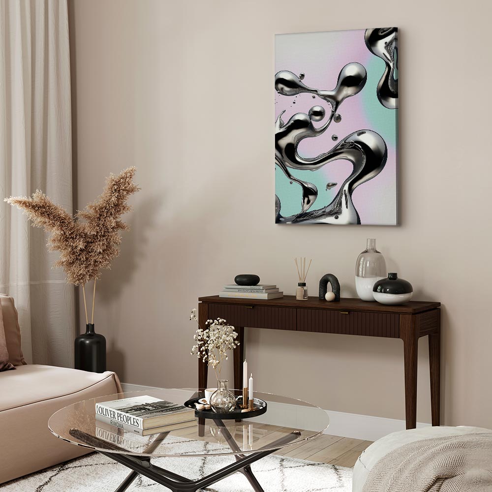 Abstract Canvas Print with Silver Forms