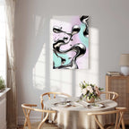 Metallic Abstract Silver Forms Mint-Purple Canvas Print