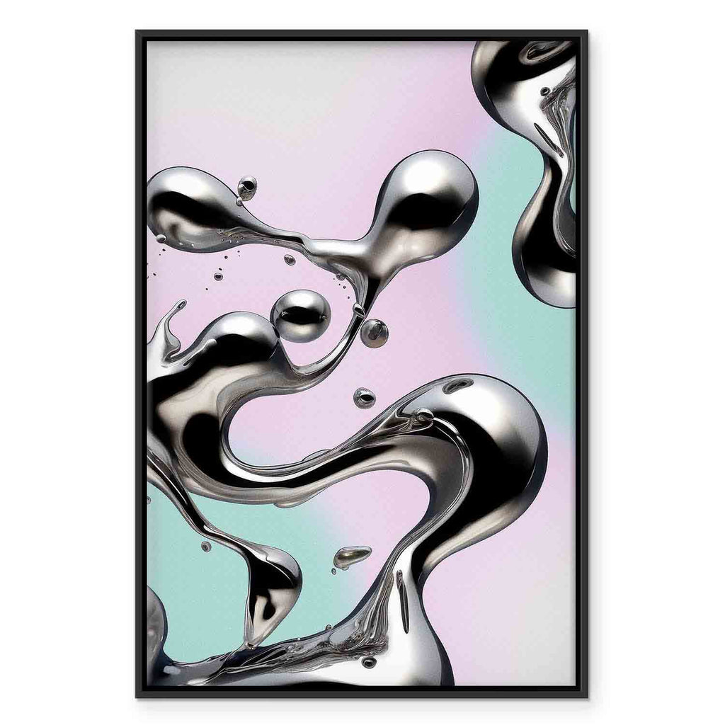 Metallic Abstract Silver Forms Mint-Purple Canvas Print