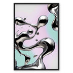 Metallic Abstract Silver Forms Mint-Purple Canvas Print
