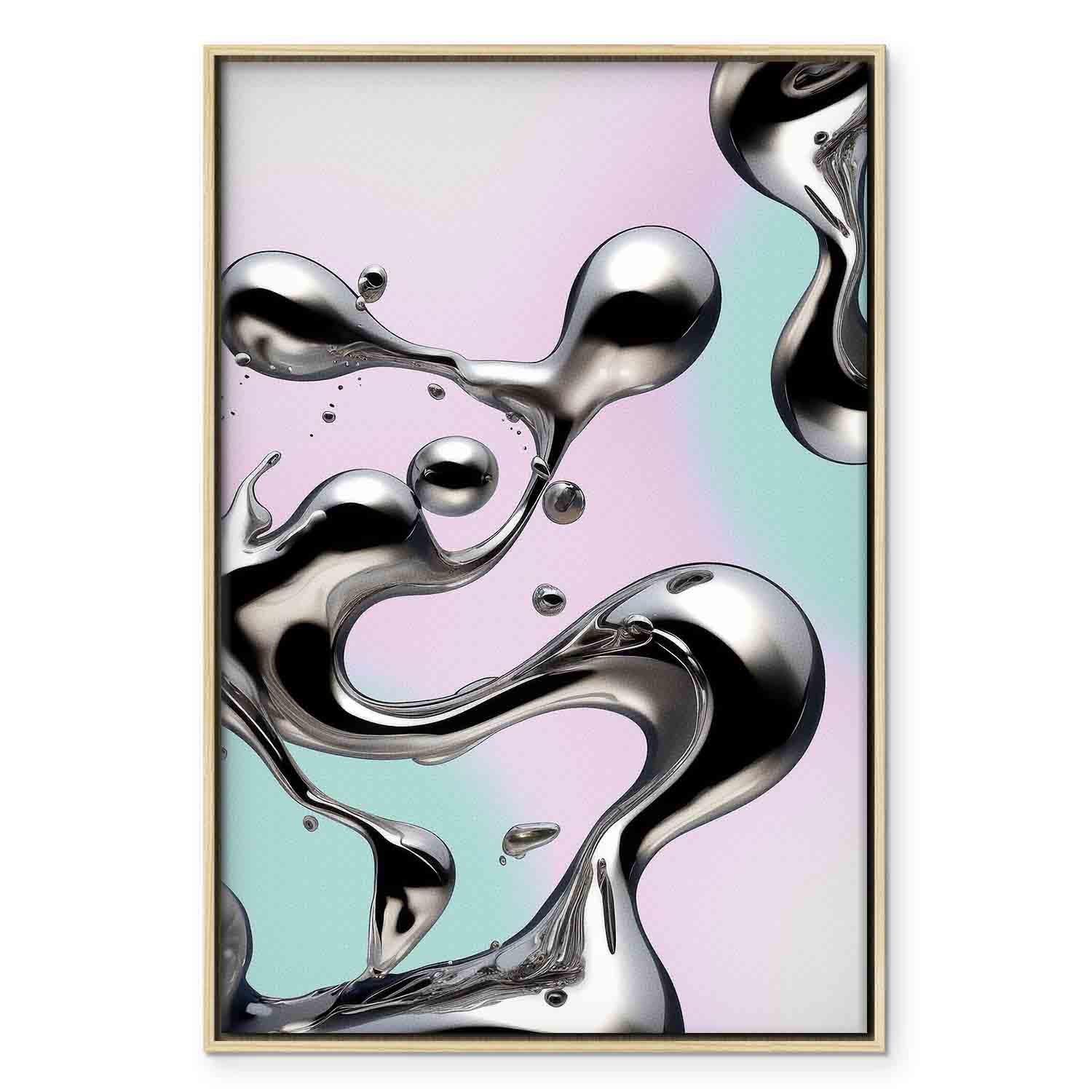 Metallic Abstract Silver Forms Mint-Purple Canvas Print