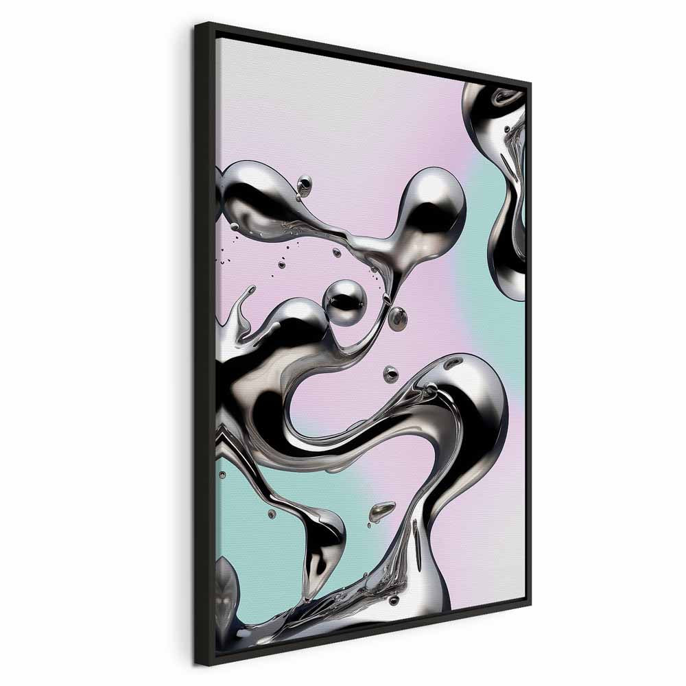 Abstract Canvas Print with Silver Forms
