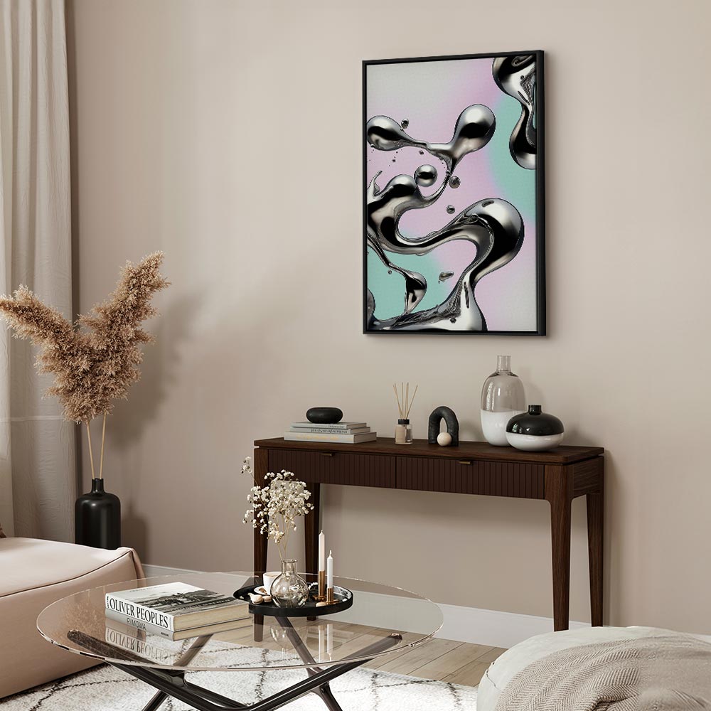 Abstract Canvas Print with Silver Forms