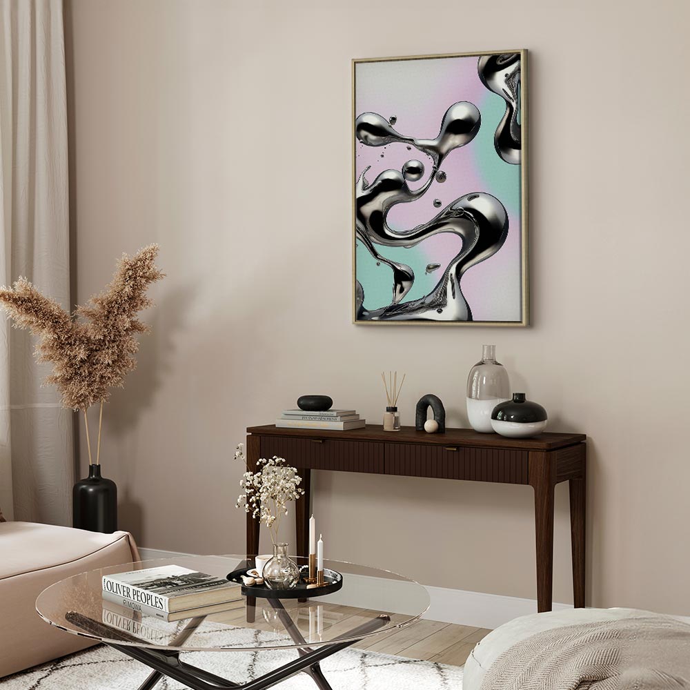 Abstract Canvas Print with Silver Forms