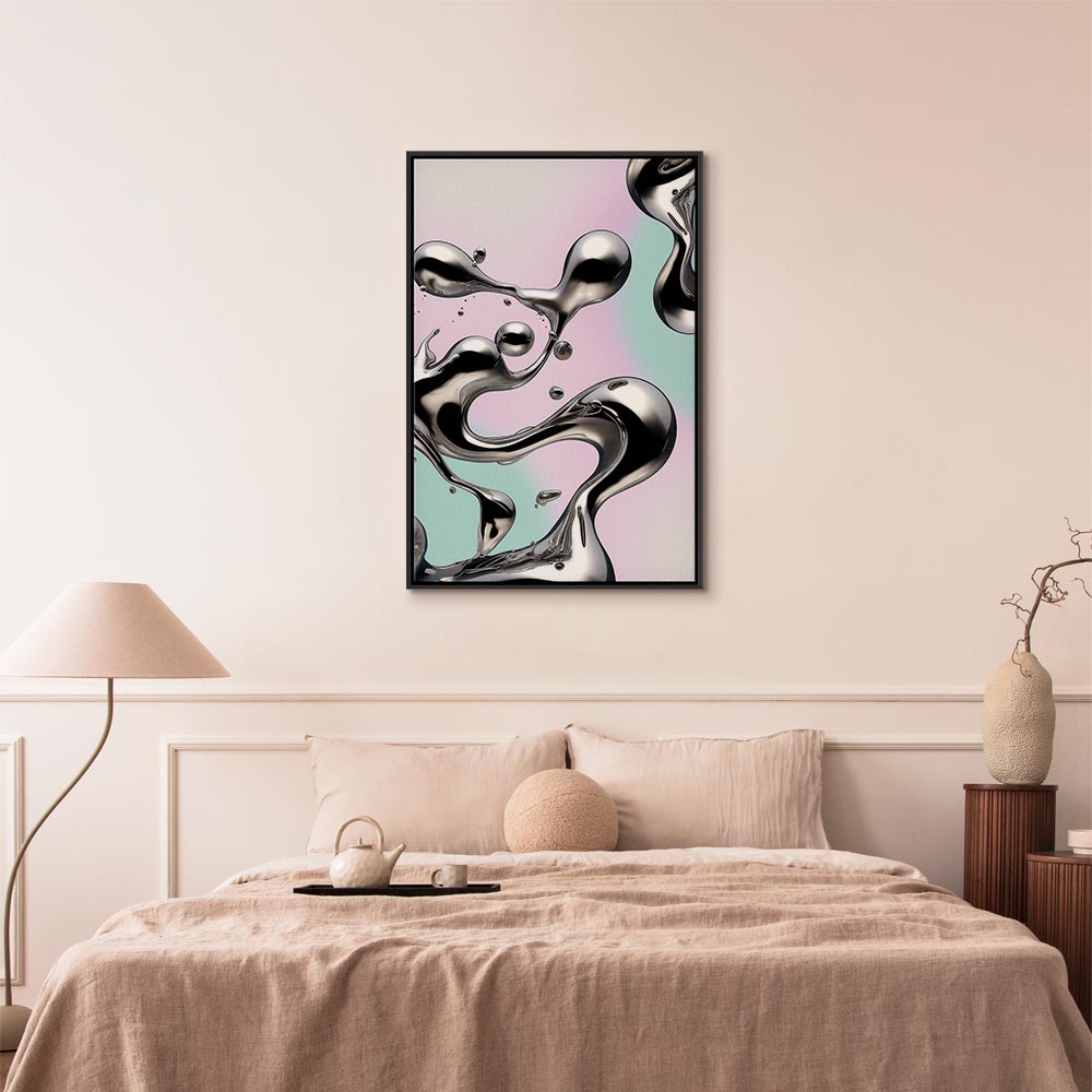 Abstract Canvas Print with Silver Forms
