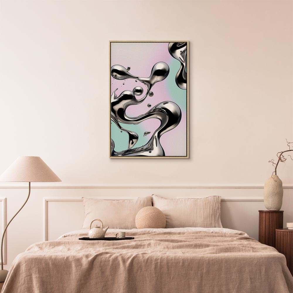 Abstract Canvas Print with Silver Forms