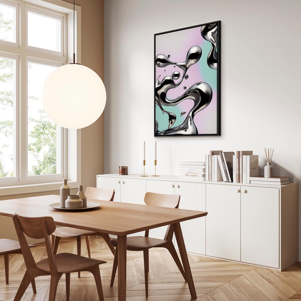 Abstract Canvas Print with Silver Forms