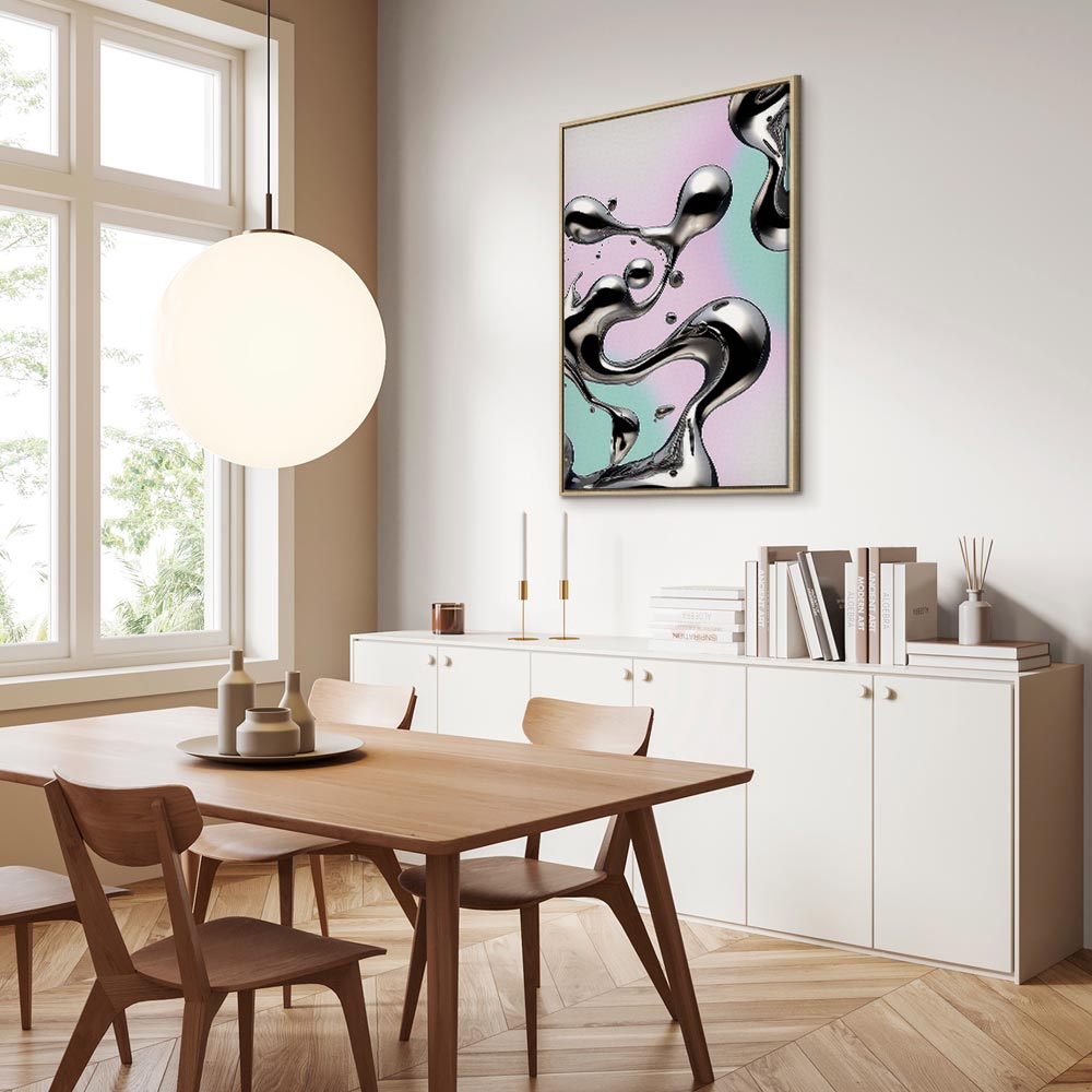 Abstract Canvas Print with Silver Forms