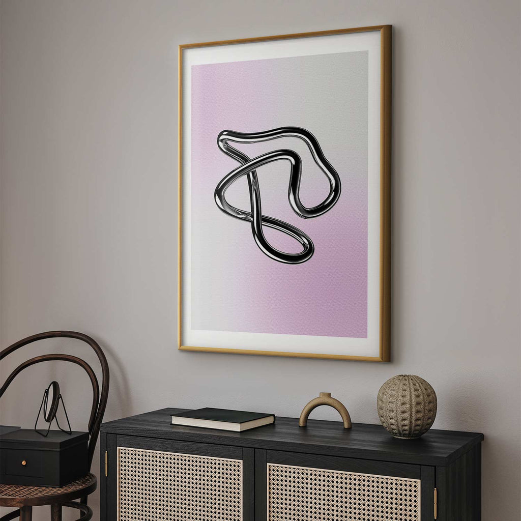 Silver Metallic Fluid Figure Gradient Poster