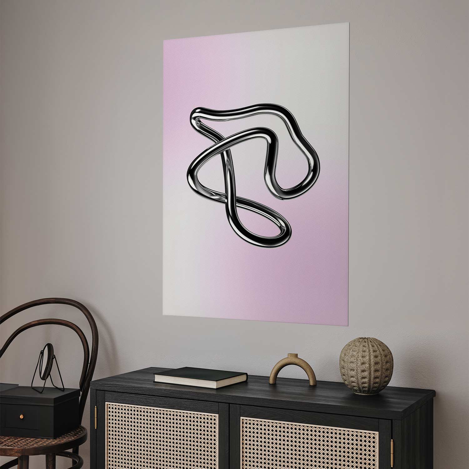 Silver Metallic Fluid Figure Gradient Poster