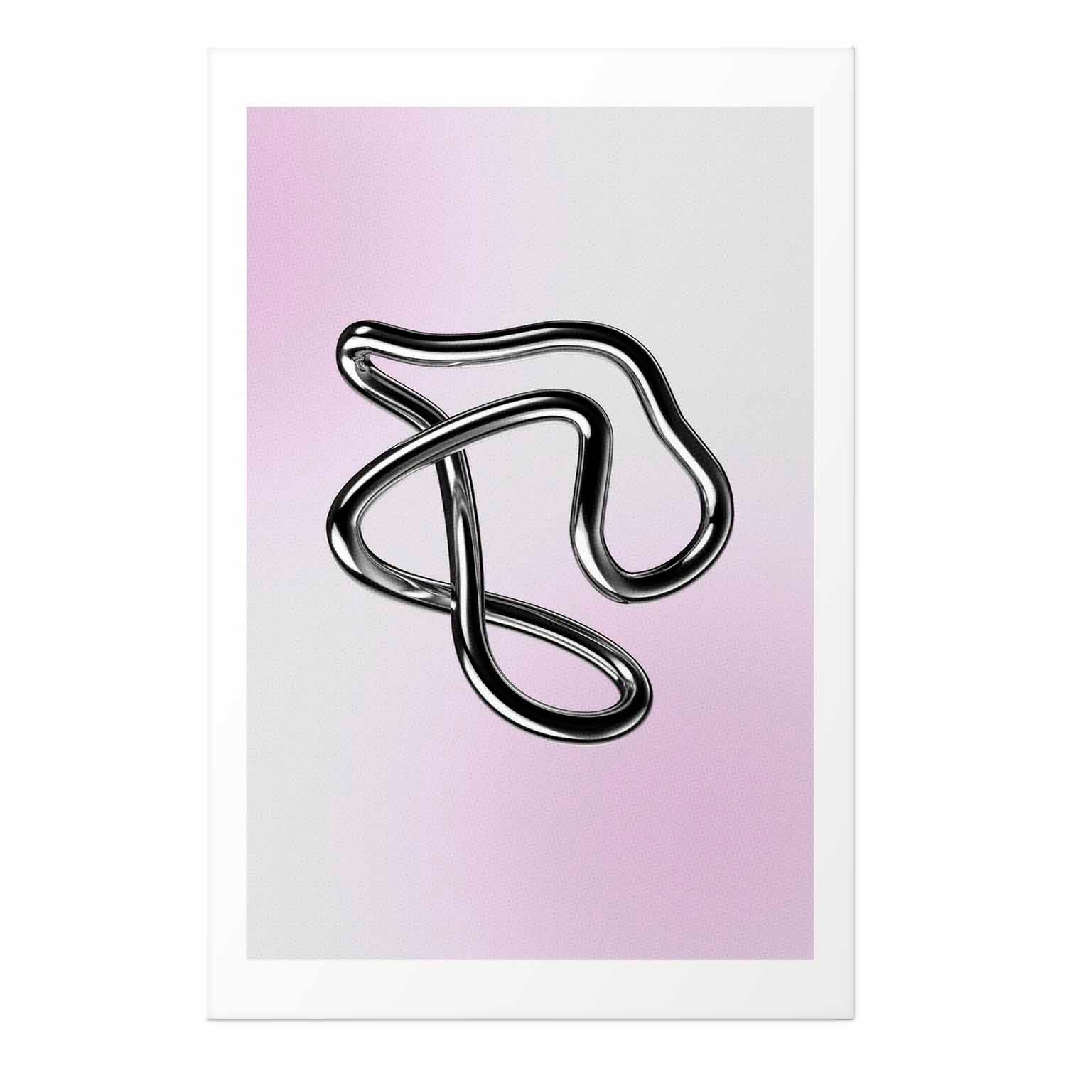 Silver Metallic Fluid Figure Gradient Poster