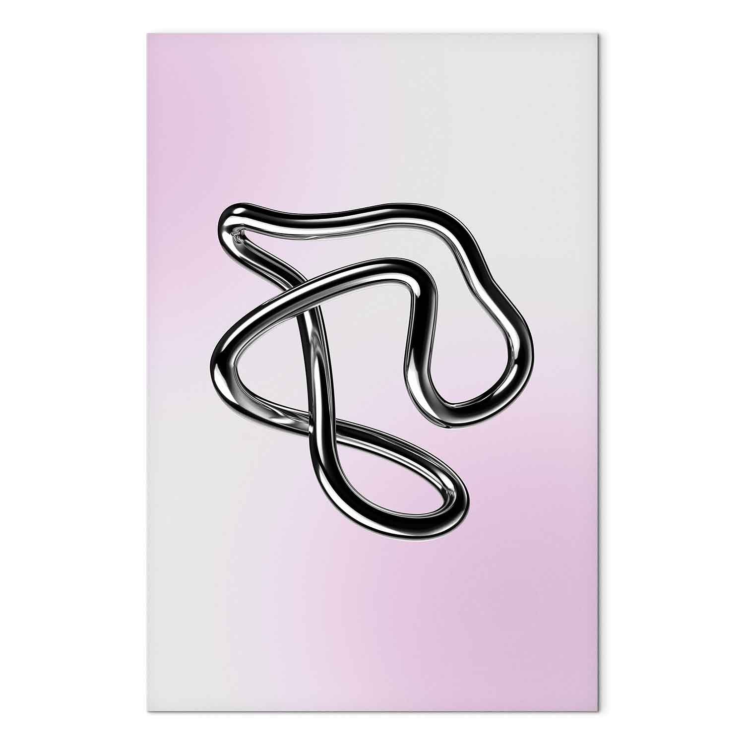 Silver Fluid Metallic Figure Abstract Canvas Print