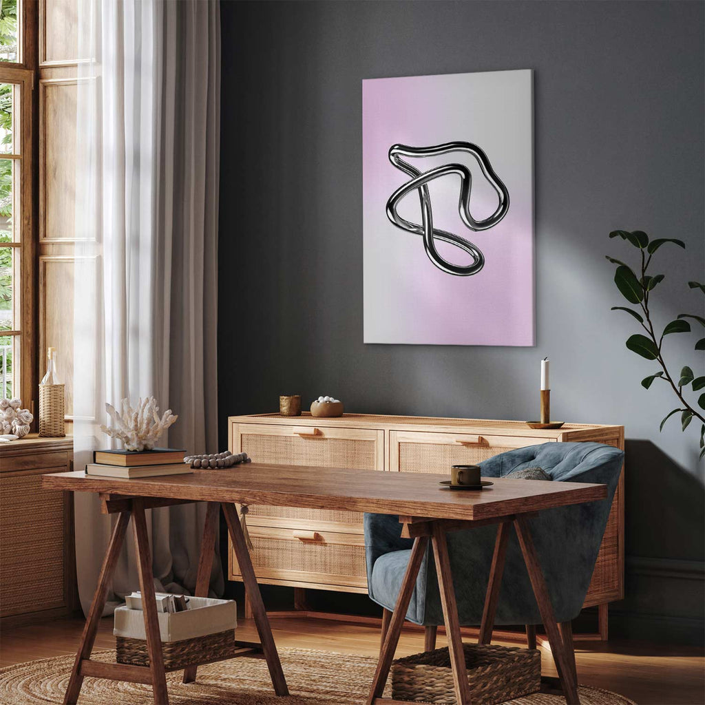 Silver Fluid Metallic Figure Abstract Canvas Print