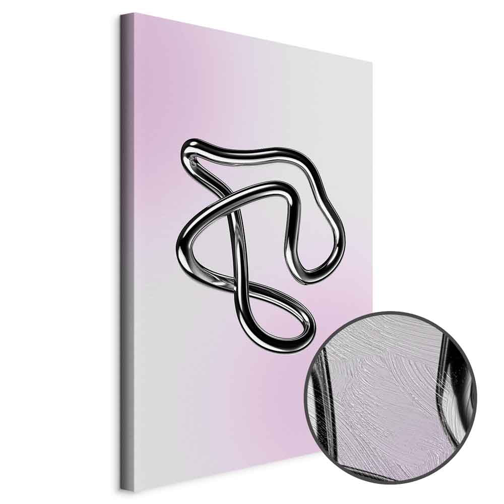 Silver Fluid Metallic Figure Abstract Canvas Print