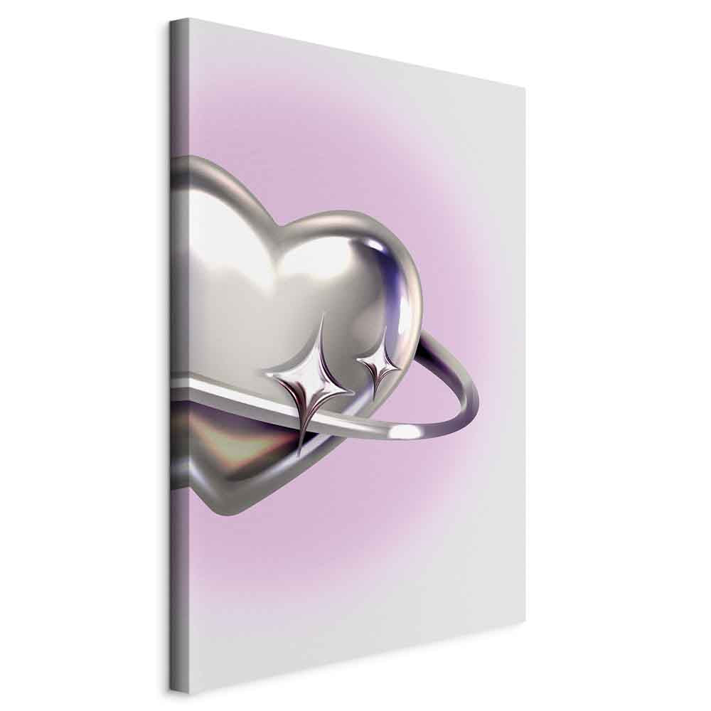 Cosmic Heart Canvas Print with Purple Background