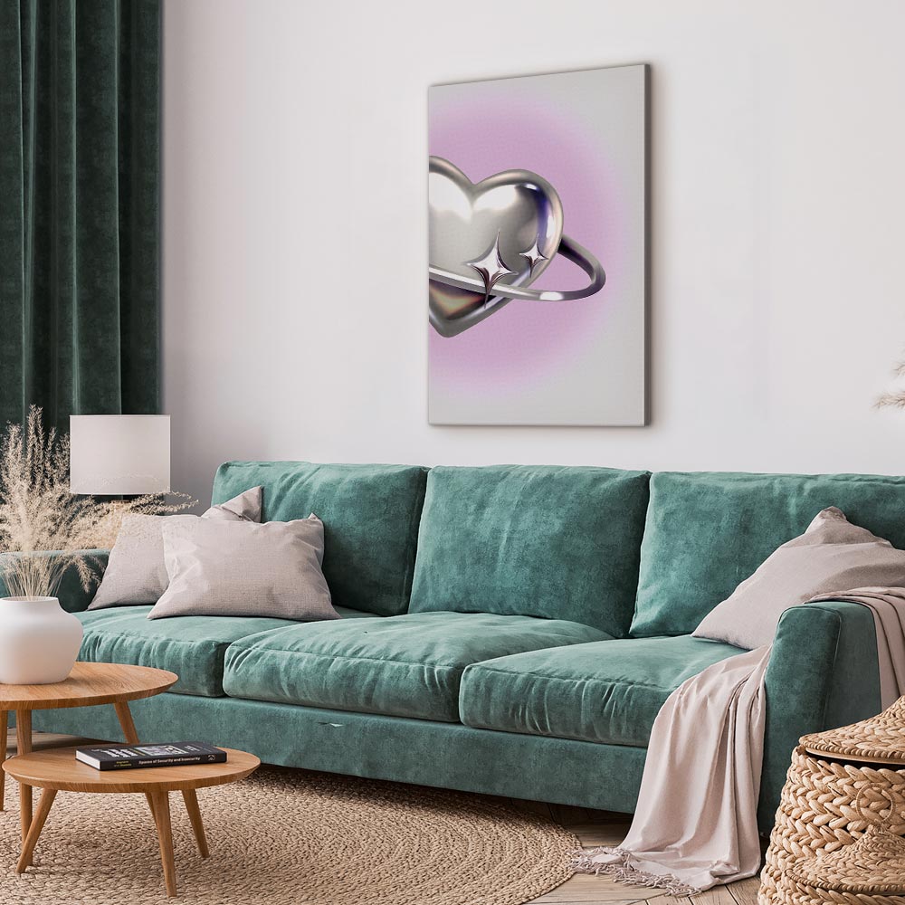 Cosmic Heart Canvas Print with Purple Background