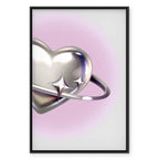 Cosmic Silver Heart Purple Abstract Canvas Print