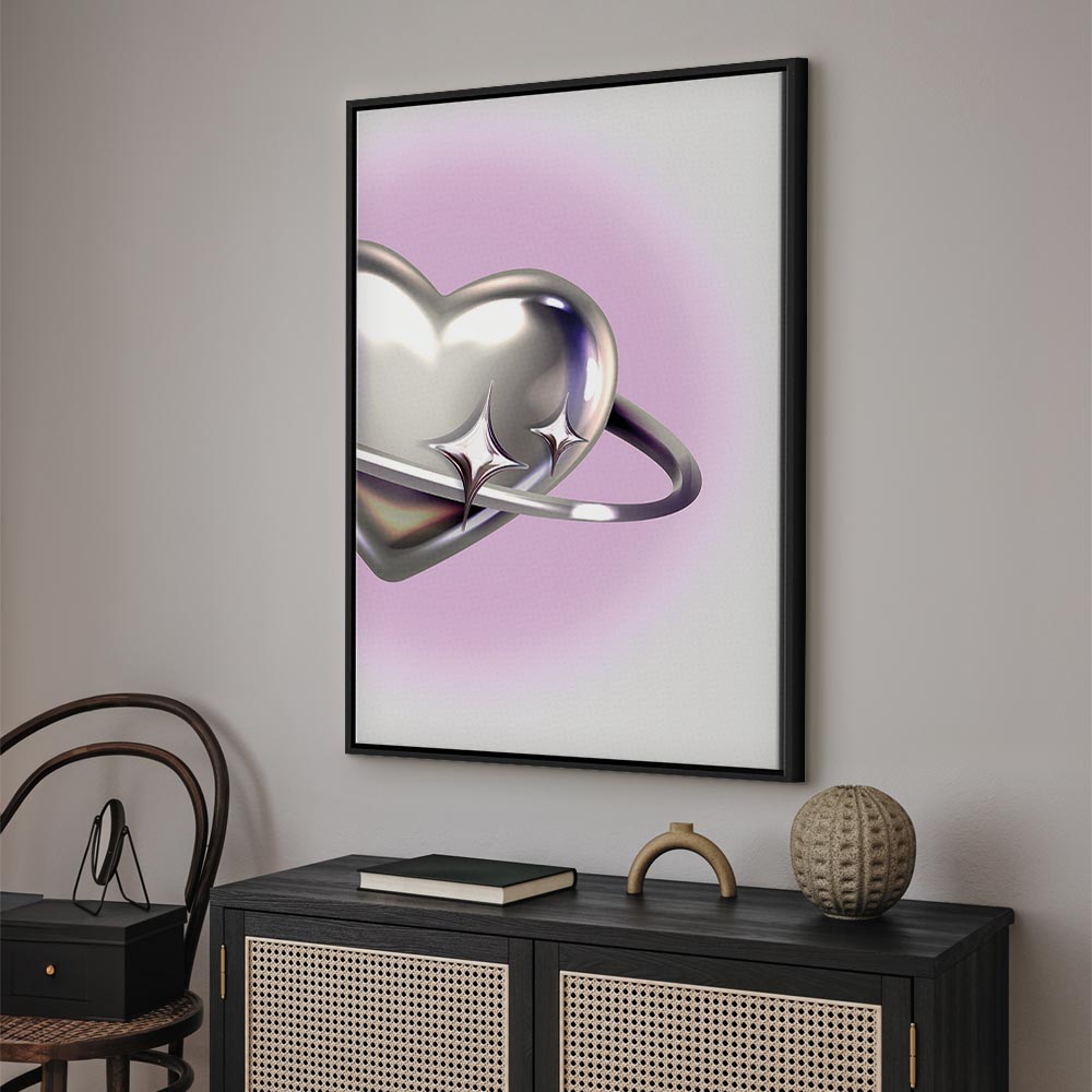 Cosmic Heart Canvas Print with Purple Background