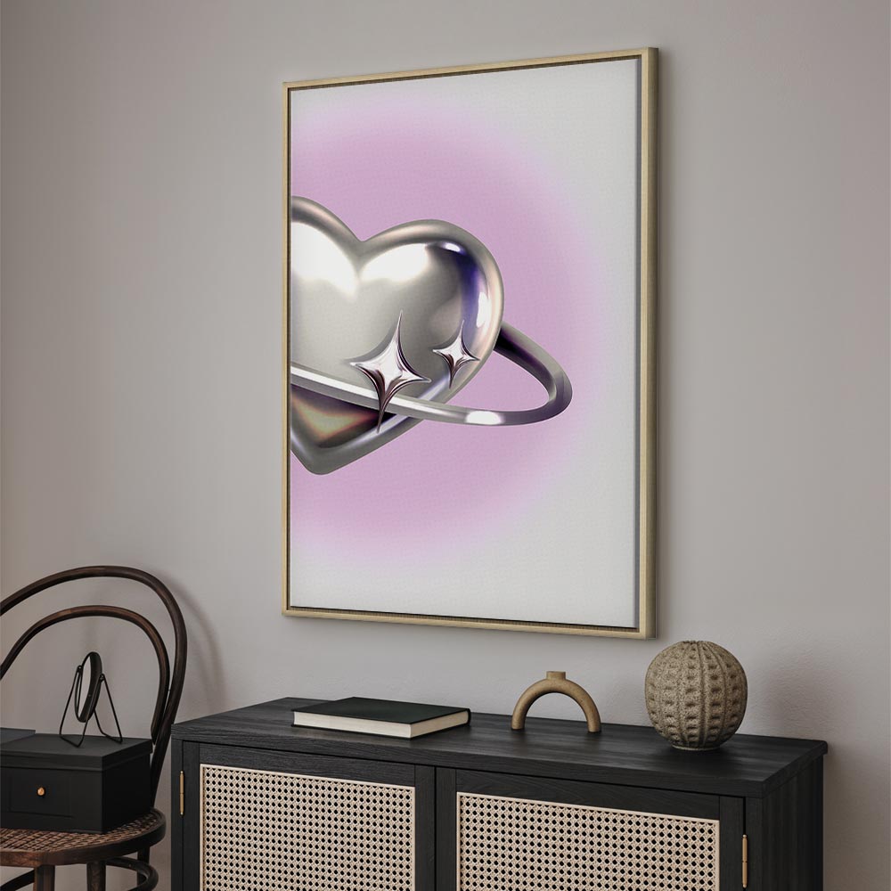 Cosmic Heart Canvas Print with Purple Background