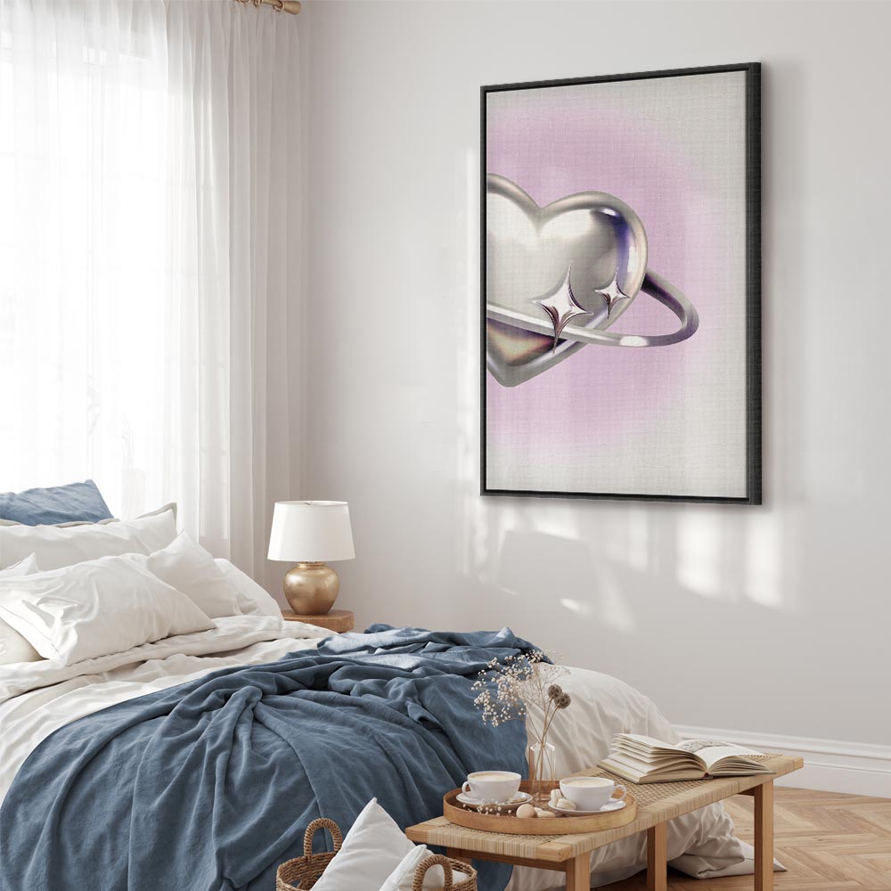 Cosmic Heart Canvas Print with Purple Background