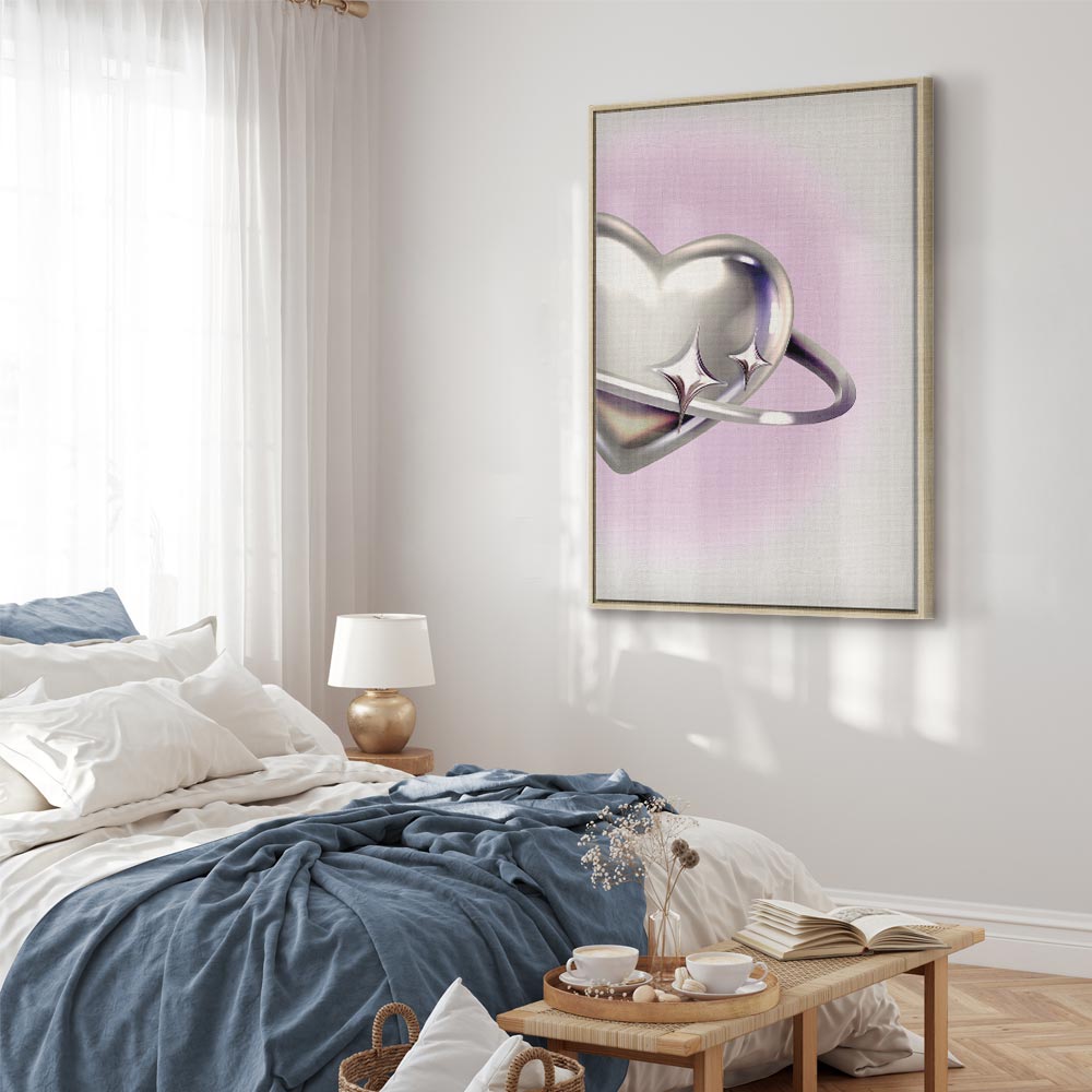 Cosmic Heart Canvas Print with Purple Background