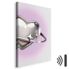 Cosmic Silver Heart Purple Abstract Canvas Print