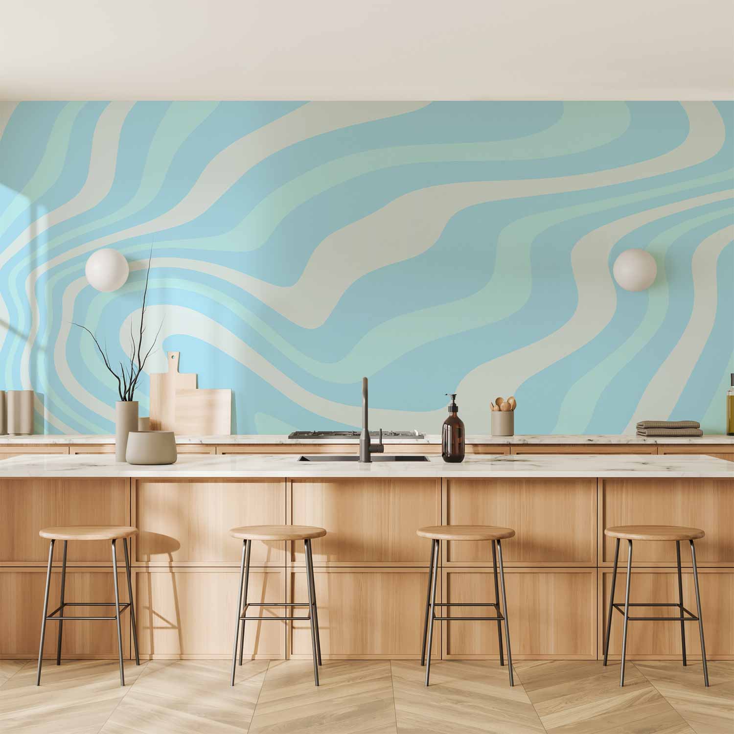 Stunning Wall Mural with Abstract Wave Design