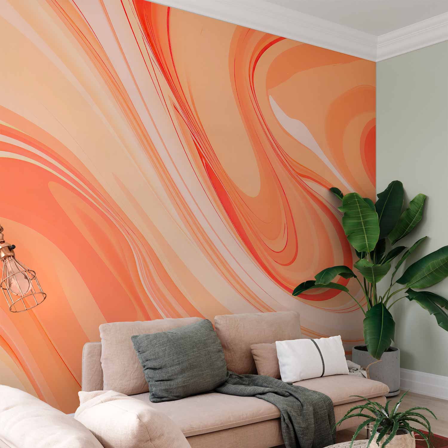 Peach Abstraction Wall Mural with Smooth Colors