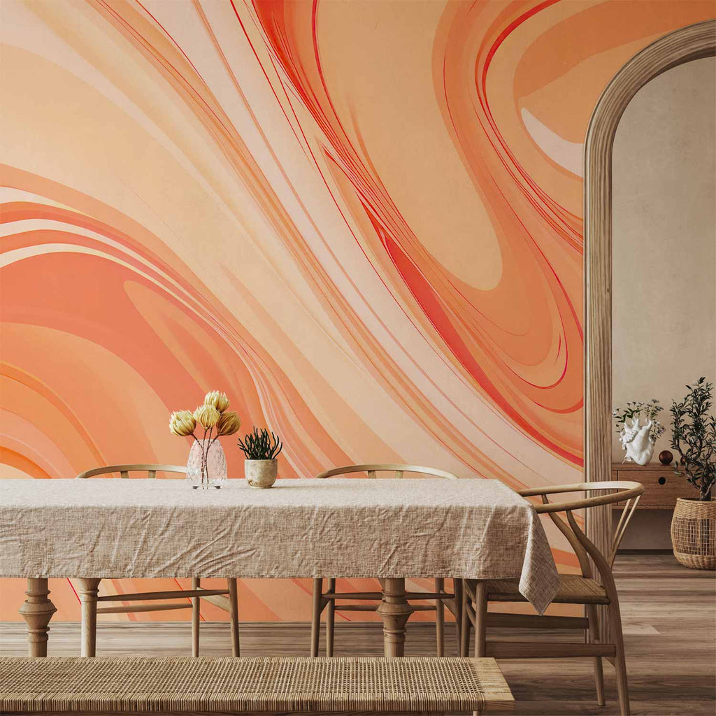 Peach Orange Abstract Gradient Wall Mural